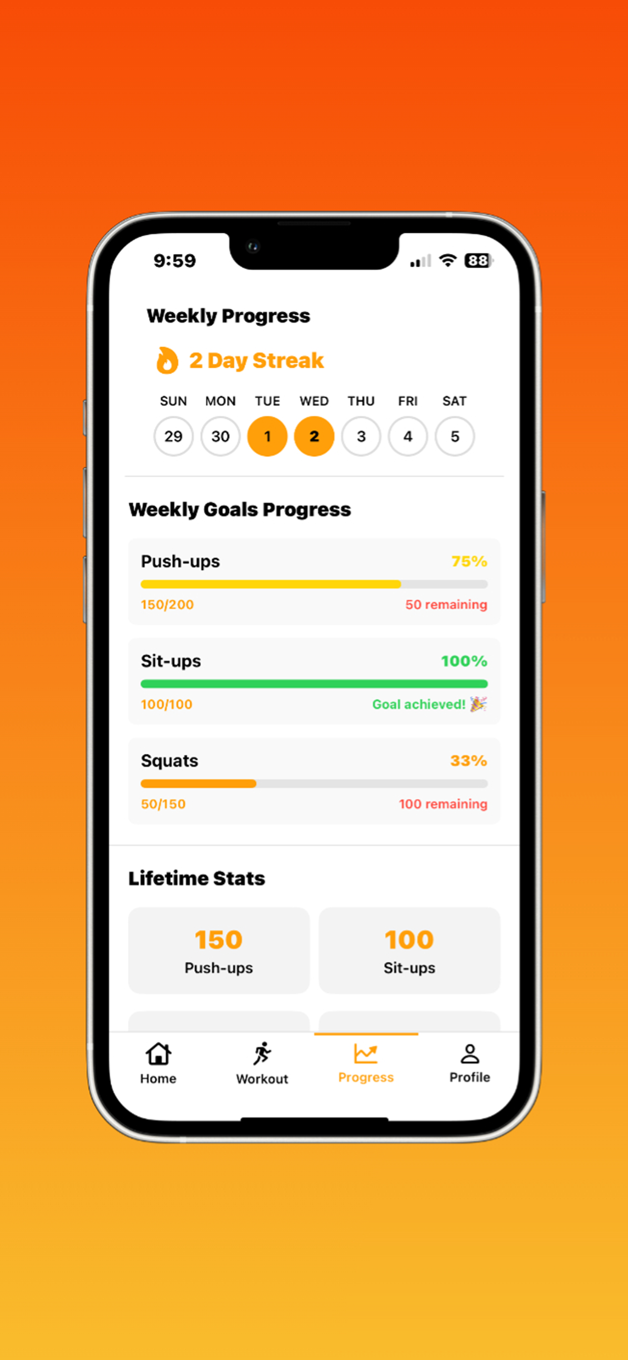PushLimit Progress Screen