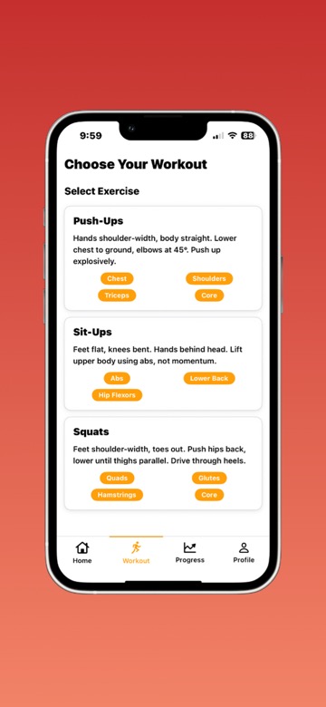 PushLimit Workout Screen